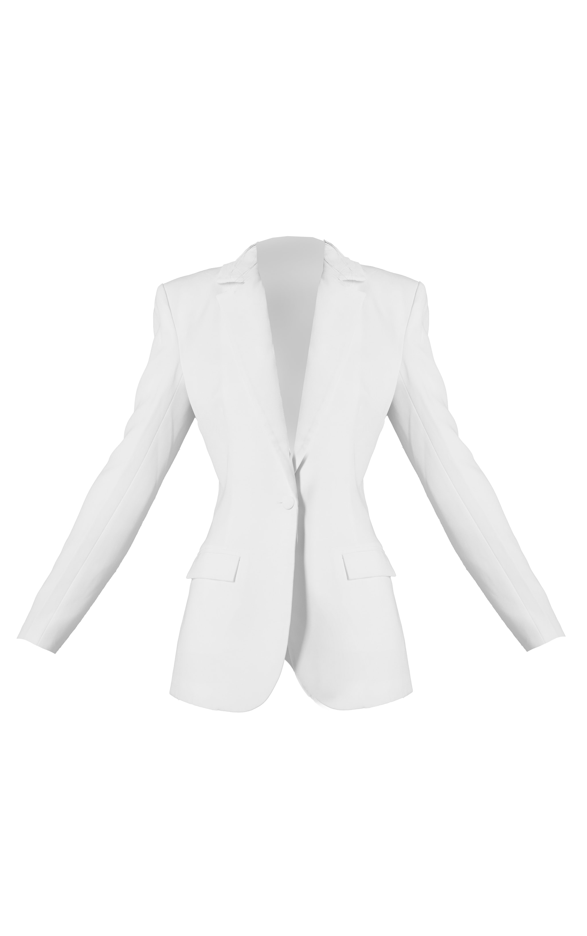 Premium White Woven Fitted Blazer