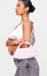 Pink Faux Suede Diamante Stud Grab Bag