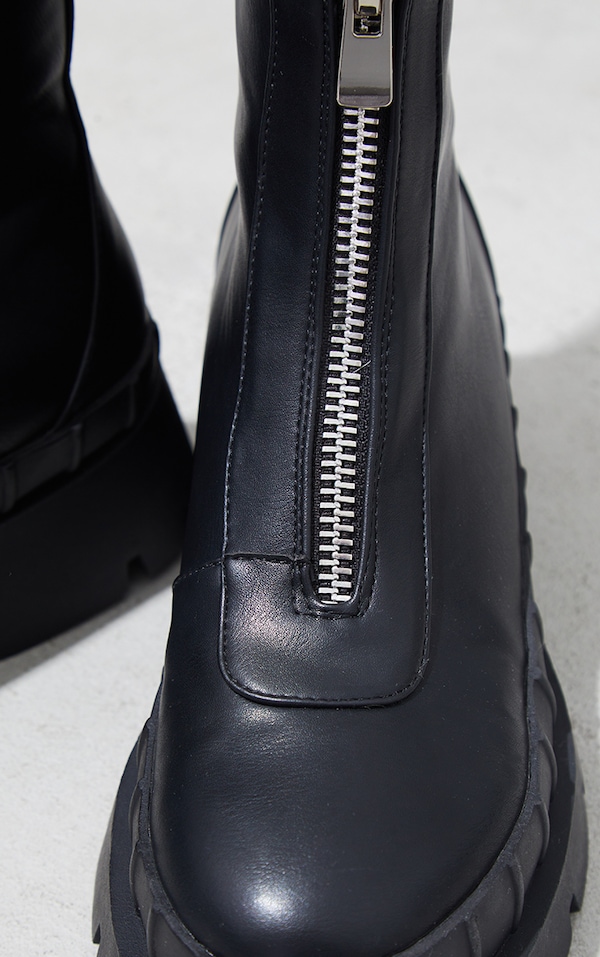 Black Zip Front Ankle Boots image 4