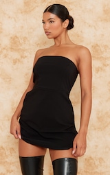 Black Stretch Woven Bandeau Shift Dress