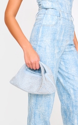 Blue Faux Suede Diamante Stud Grab Bag