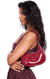 Burgundy Mini Double Zip Circle Grab Bag