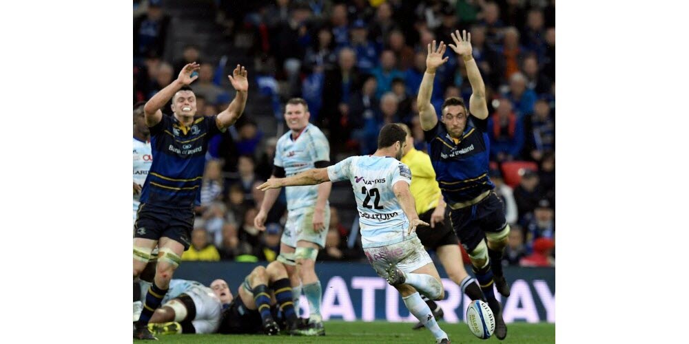 A 15-12 pour le Leinster, Remi Tales tente le drop de l’égalisation mais rate la cible. photo AFP - gabriel bouys