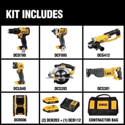 DeWalt 20V MAX Cordless Brushed 7 Tool Combo Kit