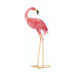 Summerfield Terrace Iron Pink 33 in. Backward Flamingo Statue