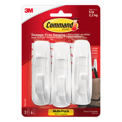 Command White Utility Hooks 5 lb 3 pk