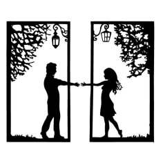 Couple Window Decor Free Vector