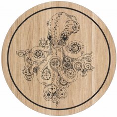 Laser Engraving Octopus Art For Cutting Board Free Vector