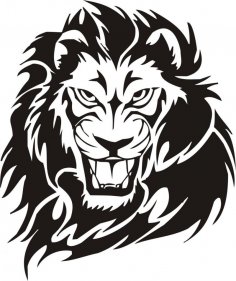 Tribal Lion Tattoo Design vector dxf File