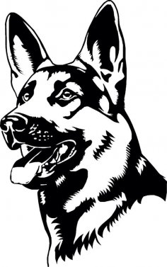 German Shepherd Coloring Page vector dxf File