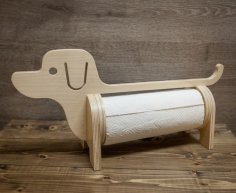 Laser Cut Dog Paper Towel Holder DXF File