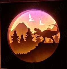 Laser Cut Dinosaur Shadow Box DXF File