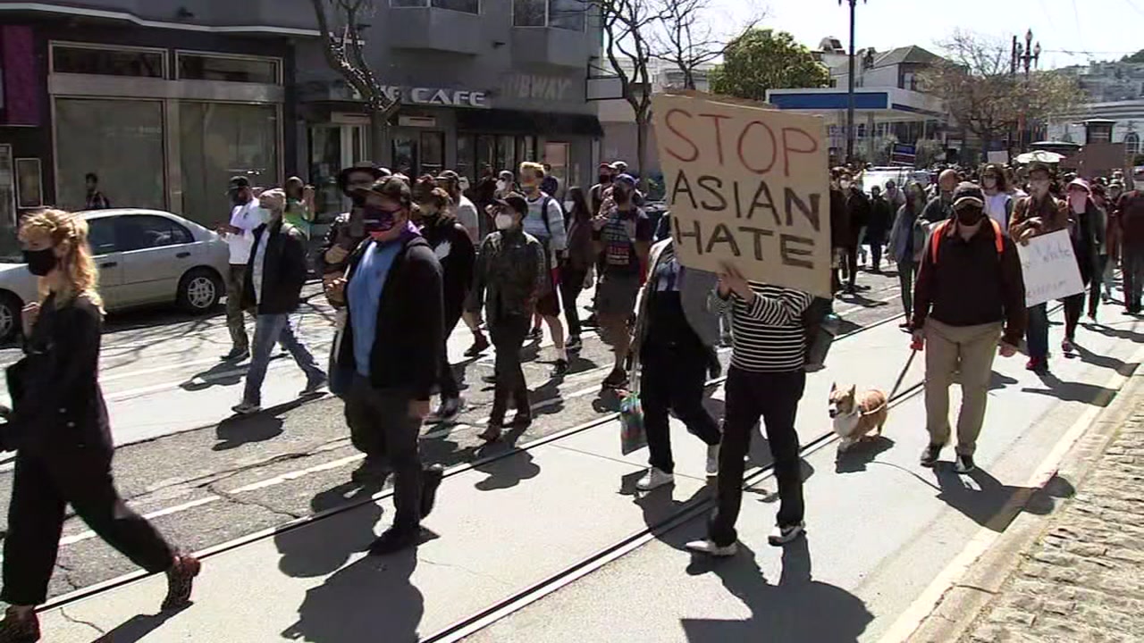 A rally against anti-Asian violence in San Francisco on March 21, 2021.