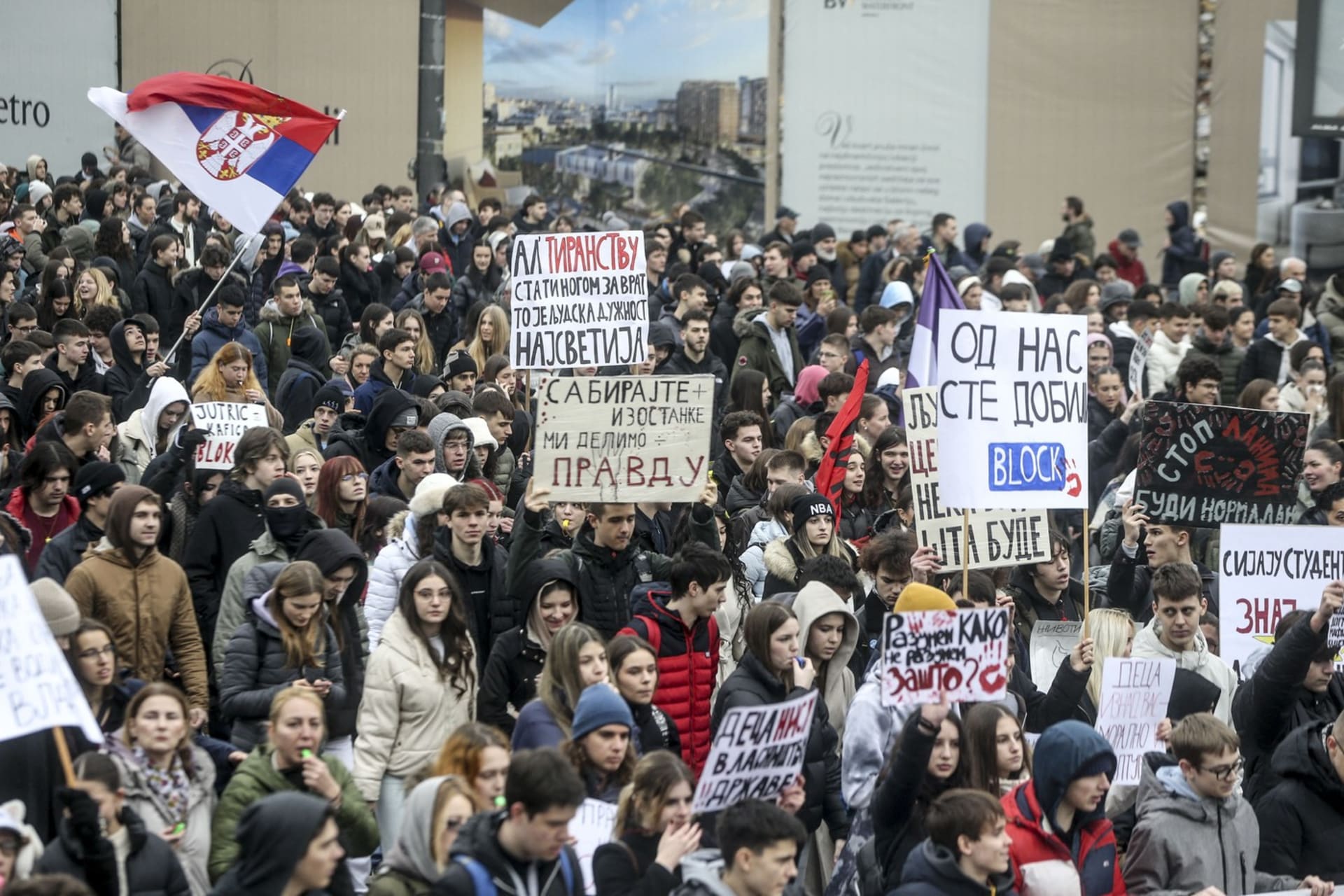 Protivládní demonstrace v srbském Bělehradu.