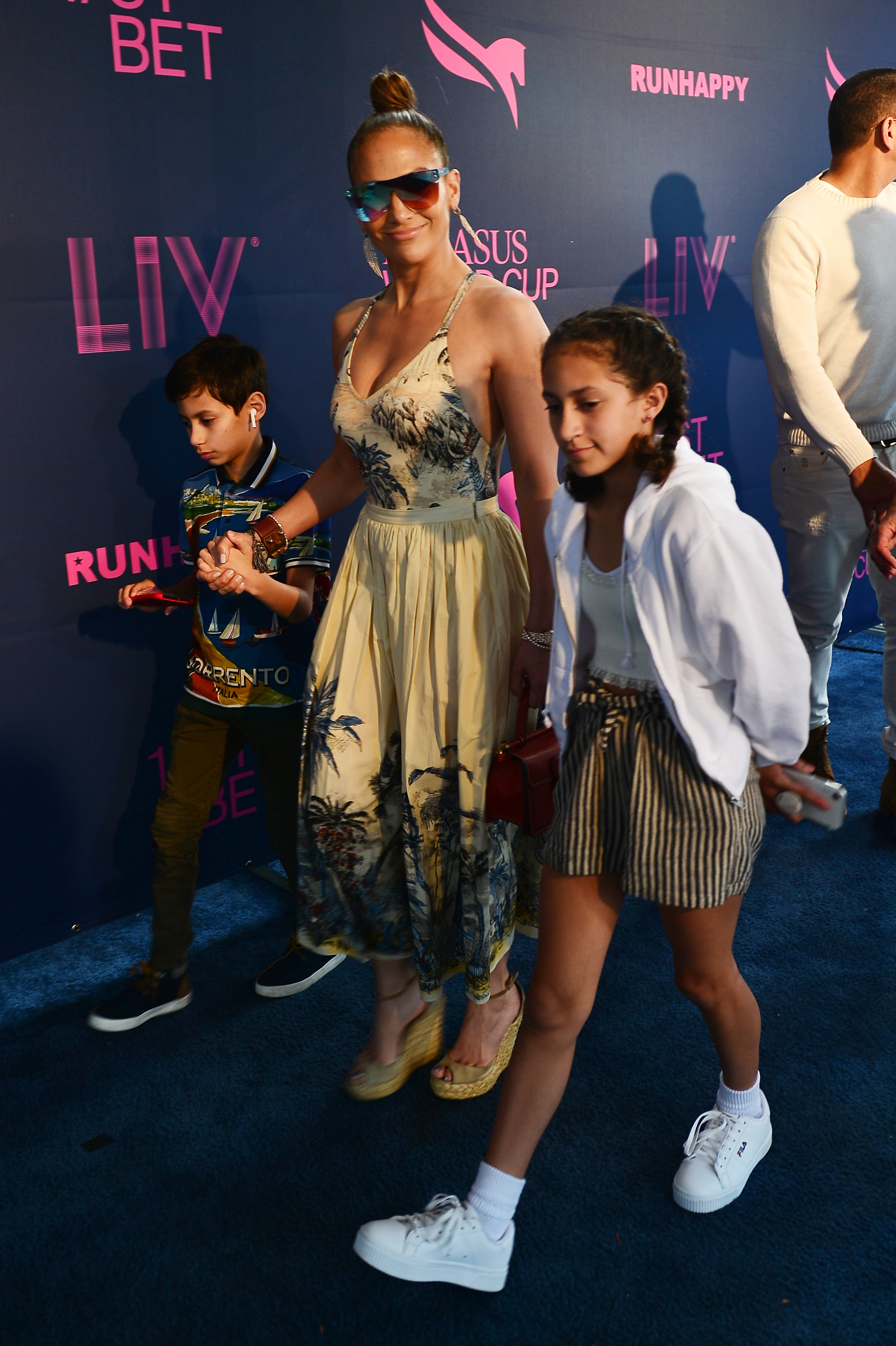 Max Muñiz, Jennifer Lopez, and Emme Muñiz at the Pegasus World Cup Championship Invitational Series in Hallandale Beach, Florida on January 25, 2020 | Source: Getty Images