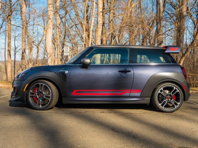 A mini John Cooper Works GP from the side