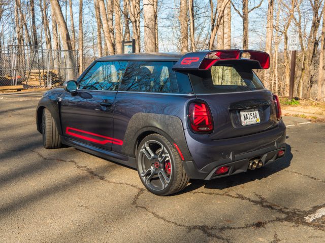 A mini John Cooper Works GP from the rear 3/4