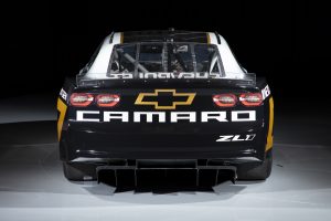 A rear view of the NASCAR Next Gen Chevrolet Camaro