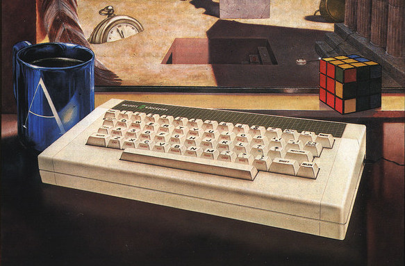 The Acorn Electron illustrated on the cover of a sales brochure.