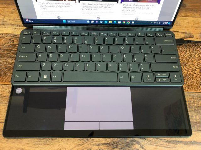 Lenovo Yoga Book 9i docked keyboard and virtual touchpad