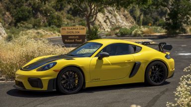 A yellow Porsche Cayman GT4 RS