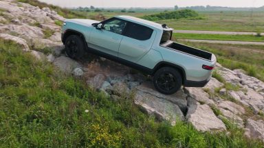 Off-roading in a Rivian R1T