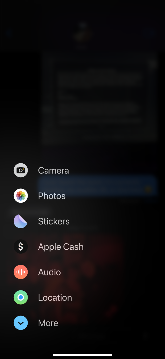 A vertically sorted list of items like "stickers" and "photos"