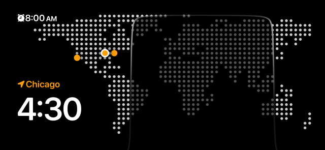 A timezone map with clock overlaid