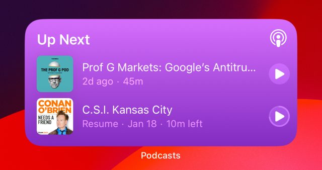 Podcasts widget in iOS 17