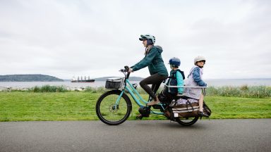 family on cargo e-bike