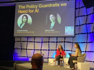 After her presentation, Christabel Randolph from the Center for AI and Digital Policy sat with with MIT Technology Review Senior Reporter Melissa Heikkilä at EmTech Digital on May 22, 2024.