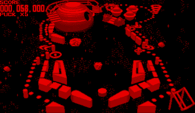 A screenshot of Galactic Pinball on the Virtual Boy.