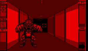 A screenshot of Innsmouth No Yakata on the Virtual Boy.