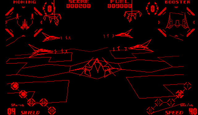 A screenshot of Red Alarm on the Virtual Boy.