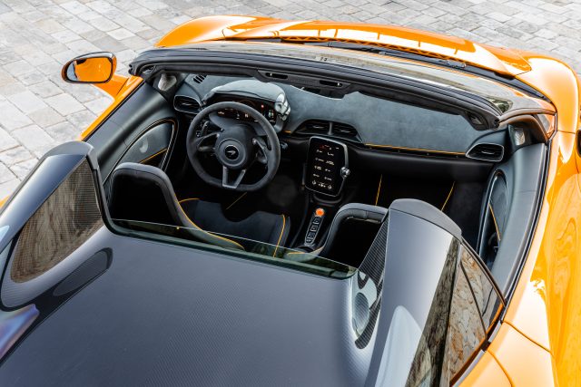 A McLaren Artura Spider cockpit seen from above