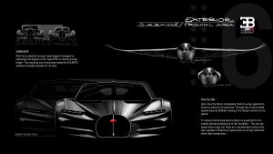 A Bugatti design sketch of the Toubillon, showing its links to the Type 57SC and a bird of prey