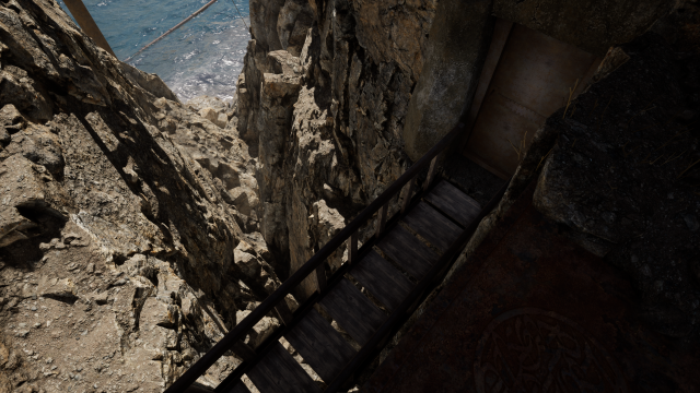 A bridge a few feet below the player's feet