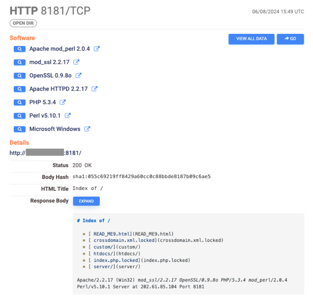 The output of PHP servers infected by TellYouThePass ransomware.