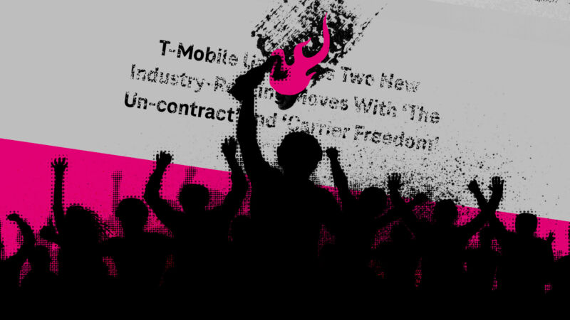 Illustration of T-Mobile customers protesting price hikes