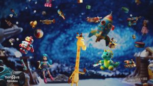 A screen capture from the partially AI-generated Toys "R" Us brand film created using Sora.