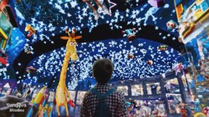 A screen capture from the partially AI-generated Toys "R" Us brand film created using Sora.