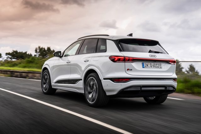 A white Audi Q6 e-tron