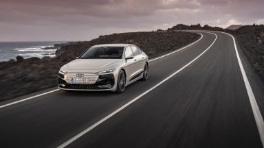 Audi A6 Sportback e-tron driving on a windy road