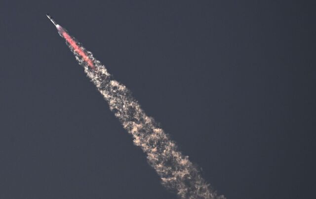 SpaceX's Starship rocket launches from Starbase during its second test flight in Boca Chica, Texas, on November 18, 2023.