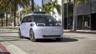 A Zeekr electric minivan modified by Waymo