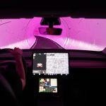 A Tesla Inc. electric vehicle is driven through a tunnel in the Boring Company's Las Vegas Convention Center Loop during the Consumer Electronics Show (CES) in Las Vegas, Nevada, on January 5, 2023.