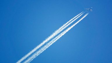 Contrails from a jet