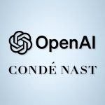 The OpenAI and Conde Nast logos on a gradient background.