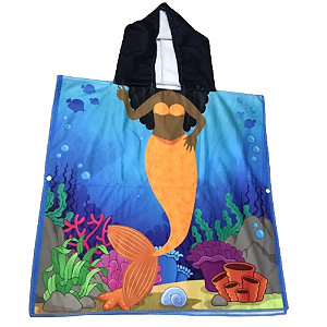 Toalha Poncho com Capuz Sereia DaMinhaCor - Infantil