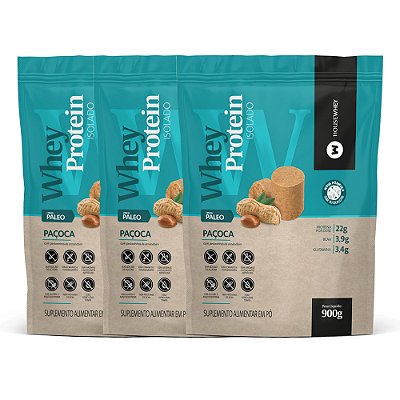 KIT PAÇOCA LOVERS I - 03 un WHEY PROTEIN ISOLADO - PAÇOCA - 900g + FRETE GRÁTIS!